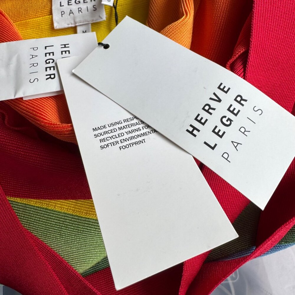 HERVE LEGER Rainbow Pride Bandage Dress Womens M NWT Bodycon Limited Edition NEW - Picture 7 of 13